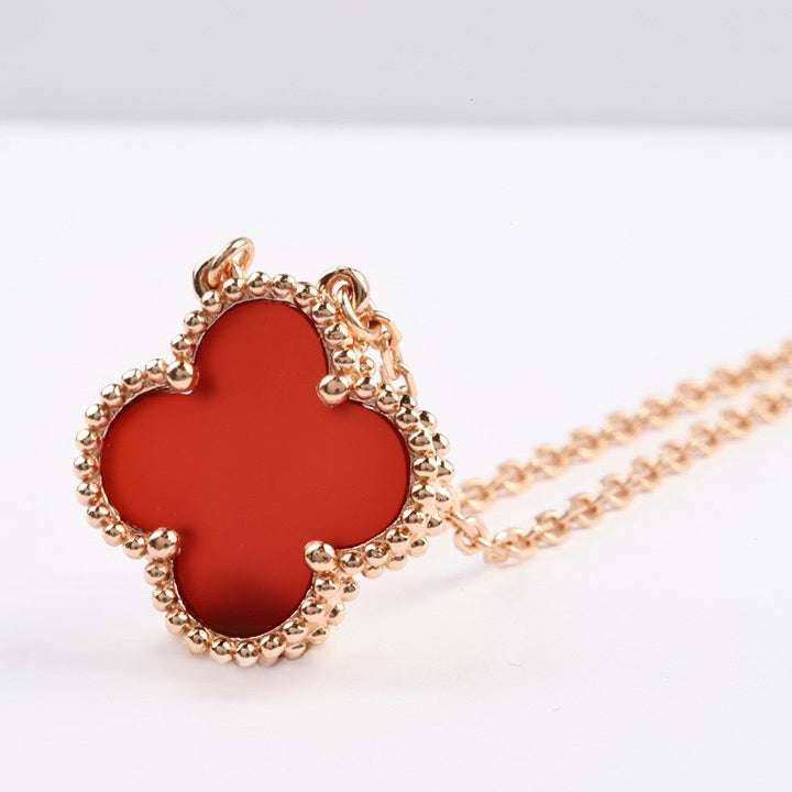 [Solara Jewelry ]CLOVER 15MM カーネリアン シングル フラワー ネックレス