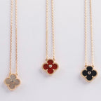[Solara Jewelry ]クローバー 15mm ダイヤモンド カーネリアン ネックレス