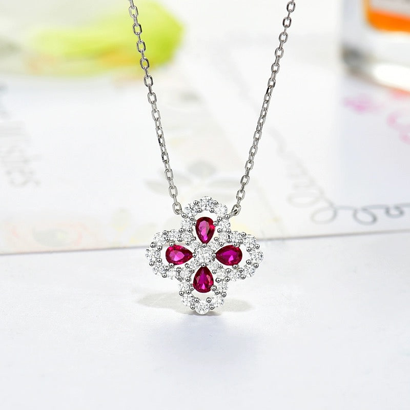 [Solara Jewelry ]LOOP NECKLACE FULL MOTIF DIAMOND 16MM MULTIPLE COLORS
