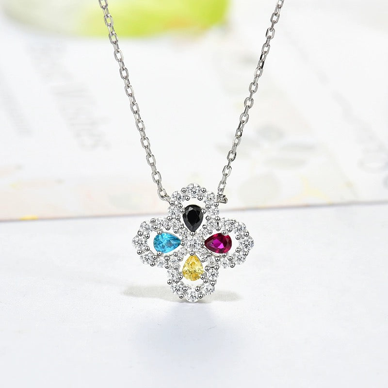 [Solara Jewelry ]LOOP NECKLACE FULL MOTIF DIAMOND 16MM MULTIPLE COLORS