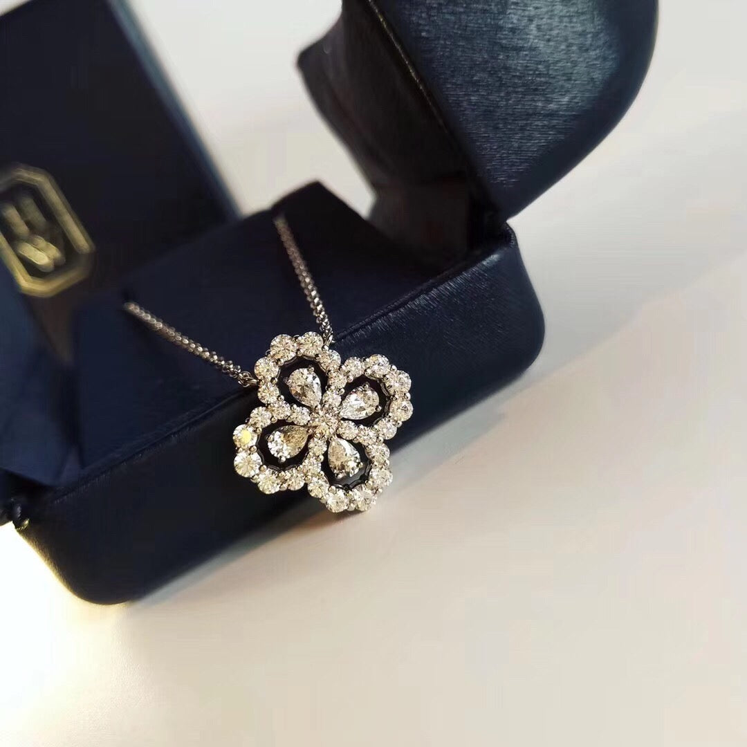[Solara Jewelry ]LOOP NECKLACE FULL MOTIF DIAMOND 16MM MULTIPLE COLORS
