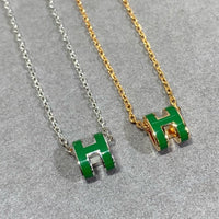 [Solara Jewelry ]POP H GREEN NECKLACE SILVER AND GOLD
