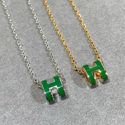 [Solara Jewelry ]POP H GRÜNE HALSKETTE SILBER UND GOLD