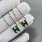 [Solara Jewelry ]POP H GREEN NECKLACE SILVER AND GOLD