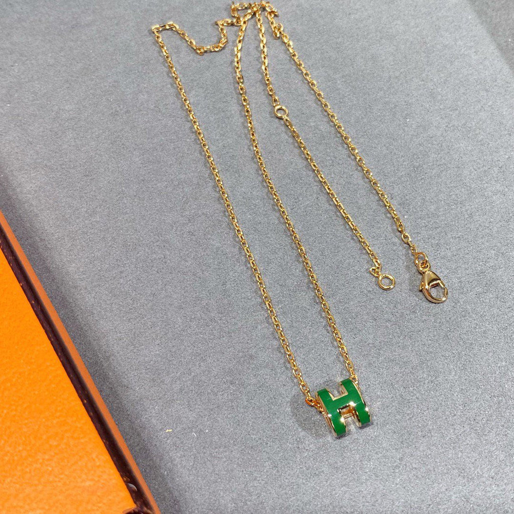 [Solara Jewelry ]POP H GREEN NECKLACE SILVER AND GOLD