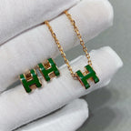 [Solara Jewelry ]POP H GREEN NECKLACE SILVER AND GOLD