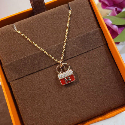 [Solara Jewelry ]CONSTANCE RED PEDANT PINK GOLD NECKLACE