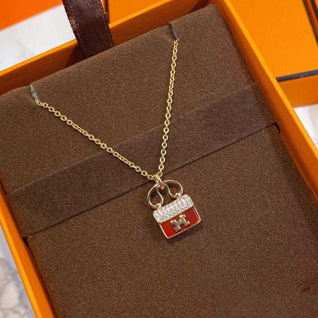 [Solara Jewelry ]CONSTANCE RED PEDANT PINK GOLD NECKLACE