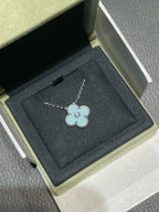 [Solara Jewelry ]クローバー 1 ダイヤモンド ライトブルー シルバー ネックレス