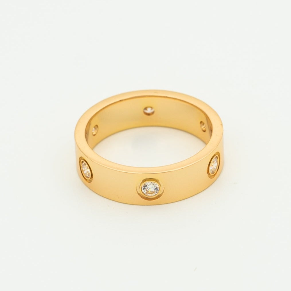 [Solara Jewelry ]ラブ リング 5.5MM 6ダイヤモンド ピンクゴールド