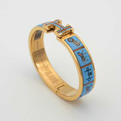 [Solara Jewelry ]H ピンクゴールドブレスレット ブルーセラミック