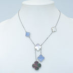 [Solara Jewelry ]クローバーMOPカルセドニーネックレス シルバー 6モチーフ