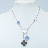[Solara Jewelry ]CLOVER MOP CHALCEDONY NECKLACE SILVER 6 MOTIF
