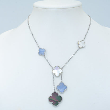 [Solara Jewelry ]KLEE MOP CHALZEDON HALSKETTE SILBER 6 MOTIVE