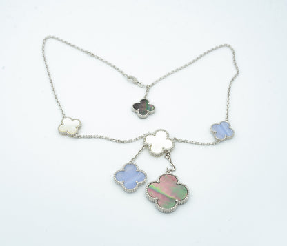 [Solara Jewelry ]KLEE MOP CHALZEDON HALSKETTE SILBER 6 MOTIVE