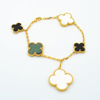 [Solara Jewelry ]CLOVER BRACELET 5 MOTIFS ONYX MOP