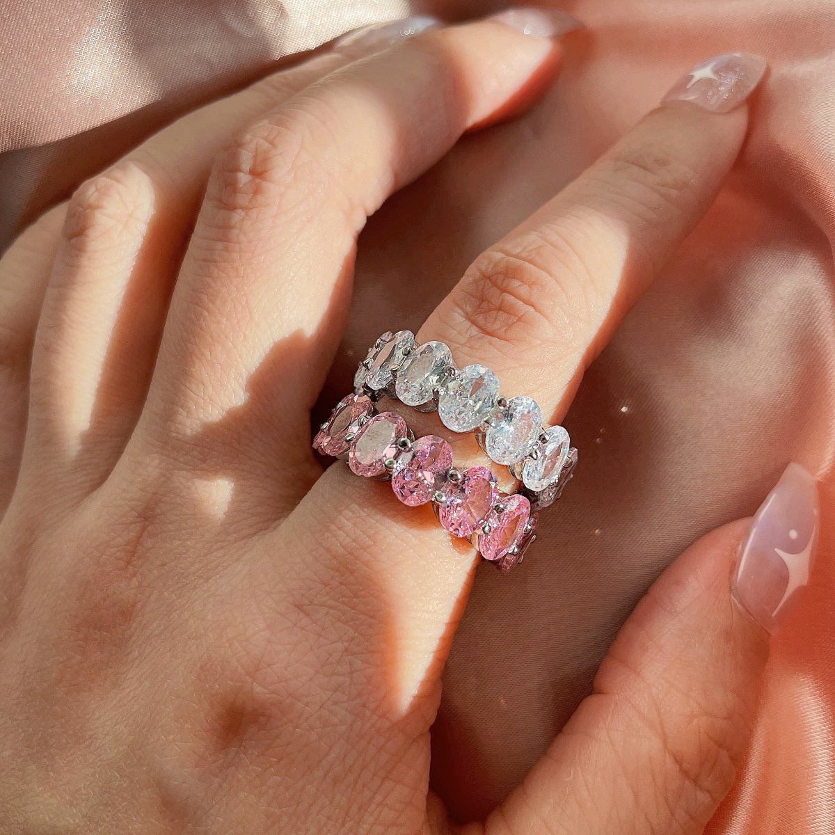 [Solara Jewelry ]Dainty Elongated Cushion Cut Tennis Ring