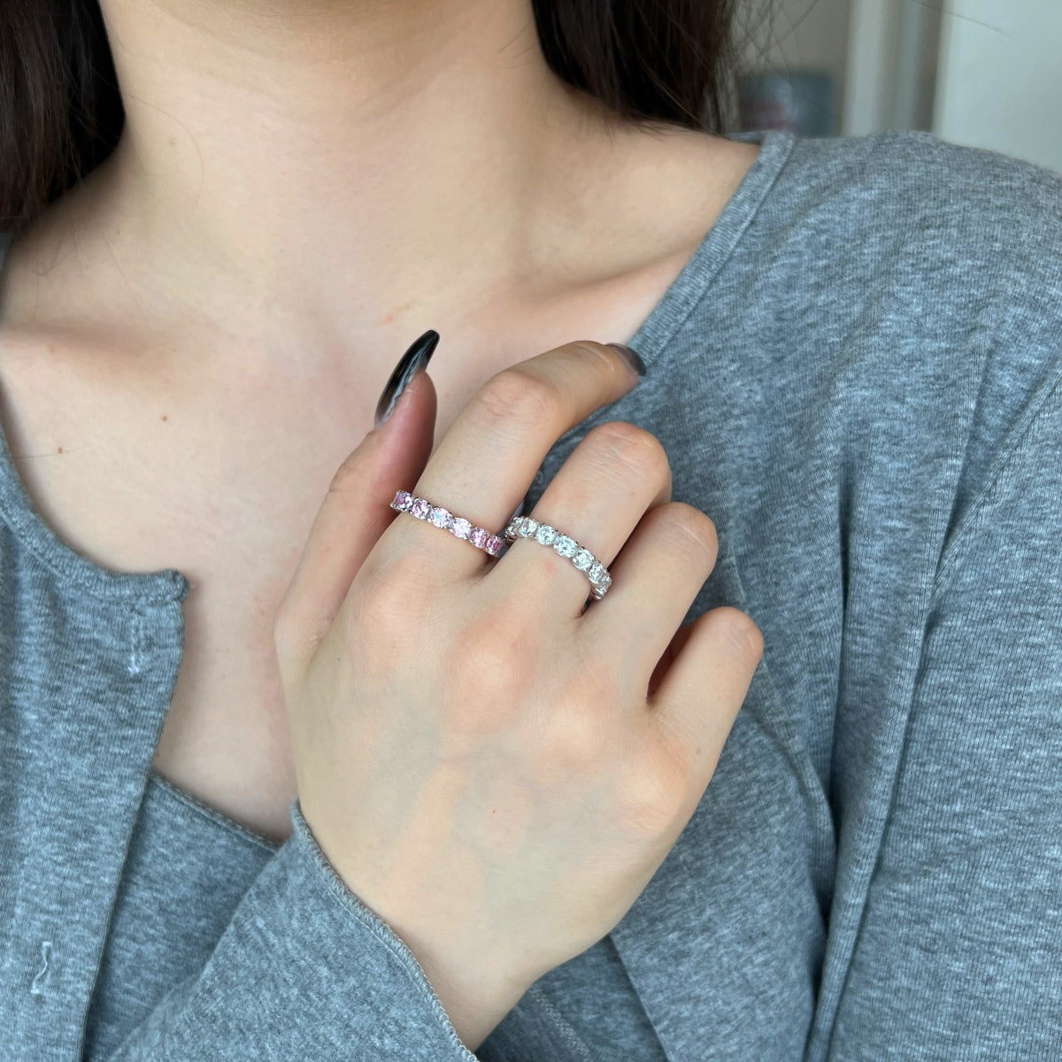 [Solara Jewelry ]Eternity Tennisring mit rundem Schliff