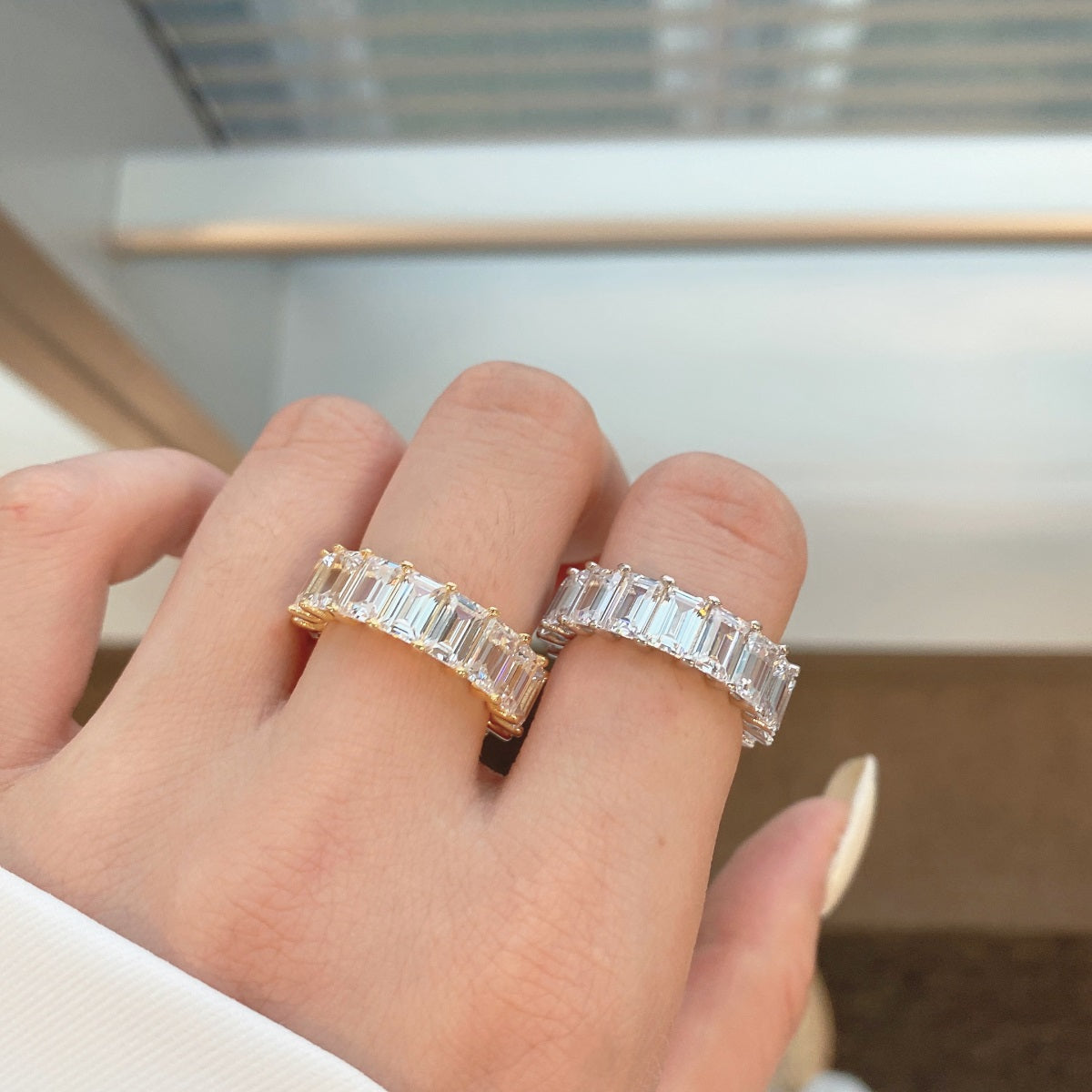 [Solara Jewelry ]0.75 Carat Elegant Emerald Cut Tennis Ring