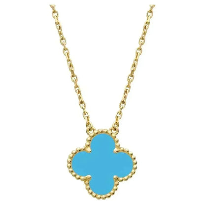 [Solara Jewelry] クローバー 15MM ヴィンテージターコイズネックレス