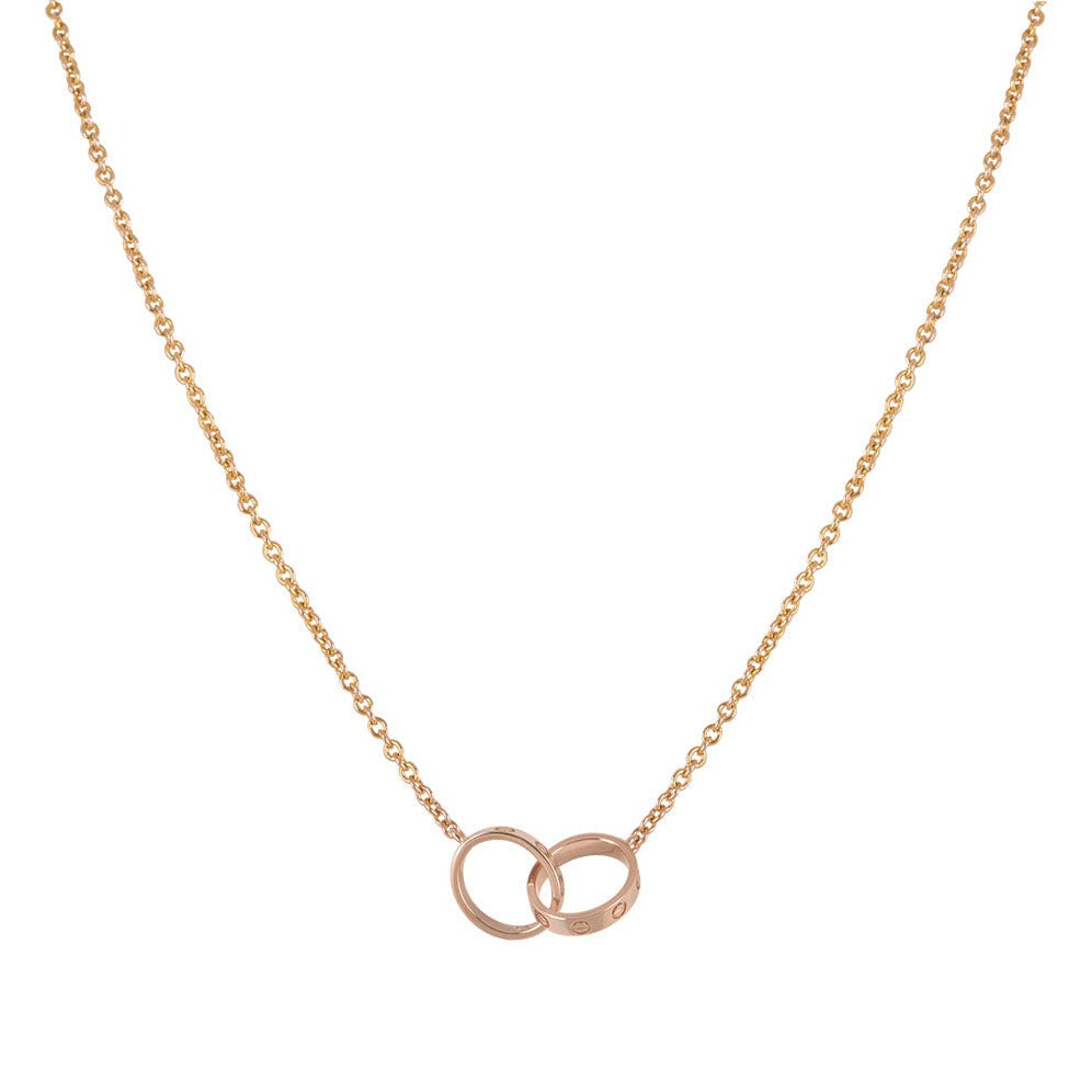 [Solara Jewelry ]LOVE NECKLACE DOUBLE RING PINK GOLD