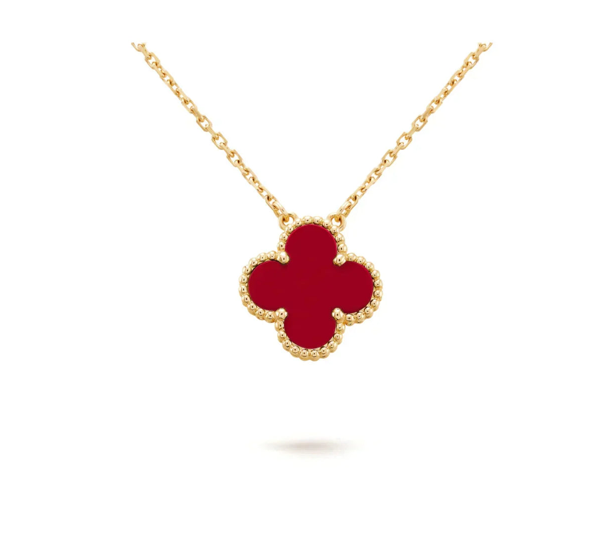 [Solara Jewelry ]CLOVER 15MM カーネリアン シングル フラワー ネックレス