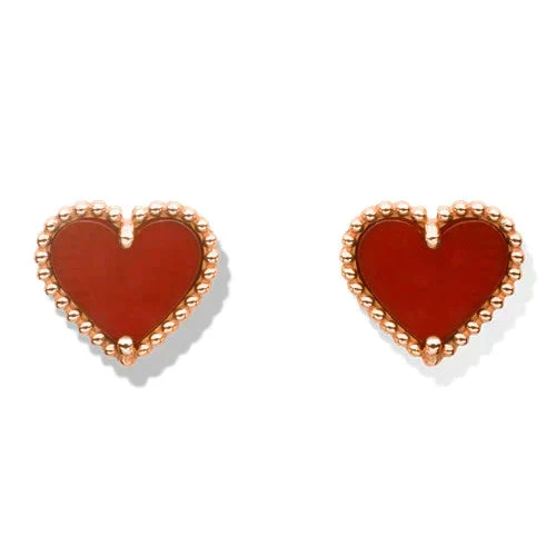 [Solara Jewelry ]HEART CARNELIAN STUD EARRINGS
