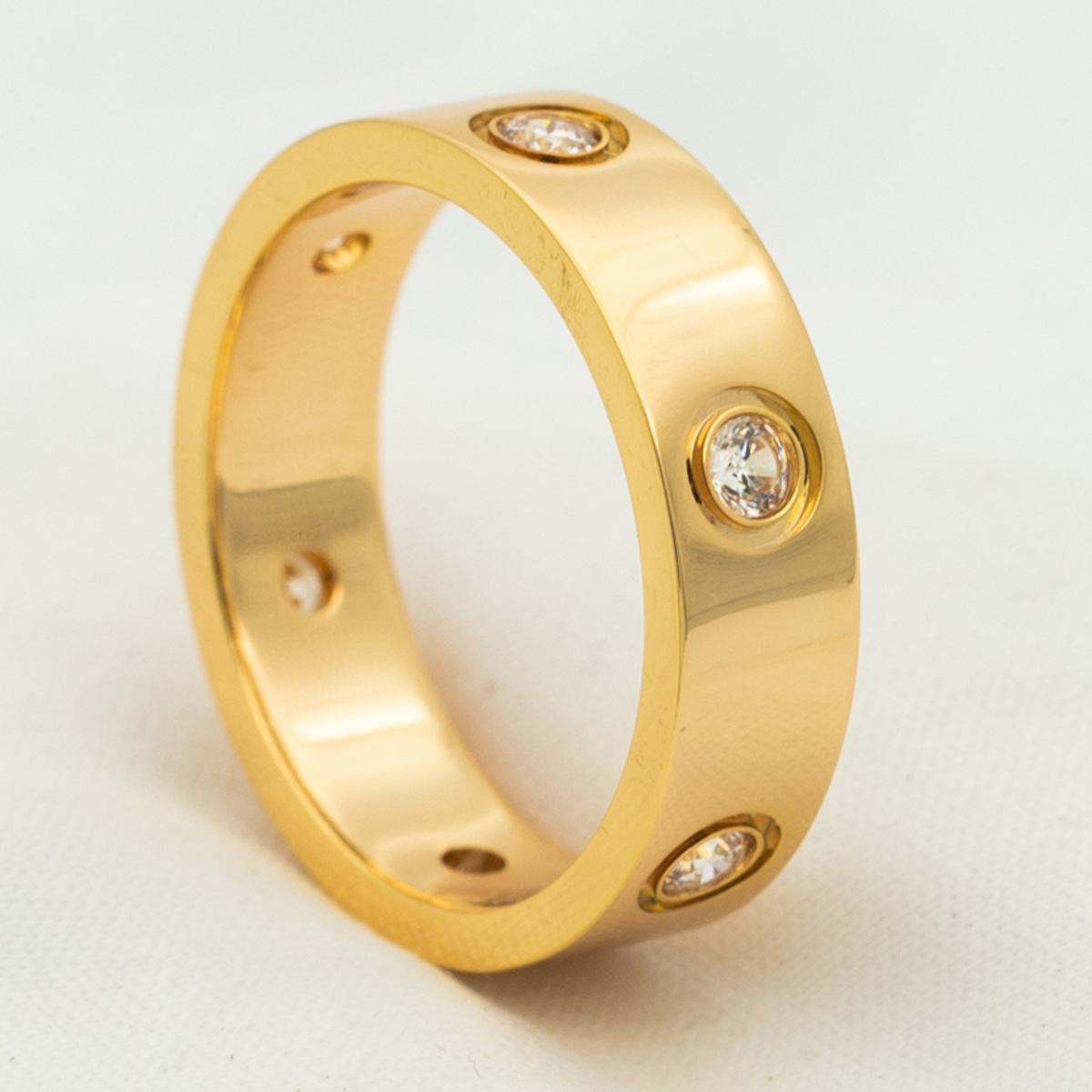 [Solara Jewelry ]ラブ リング 5.5MM 6ダイヤモンド ピンクゴールド