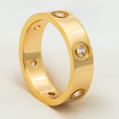 [Solara Jewelry ]ラブ リング 5.5MM 6ダイヤモンド ピンクゴールド