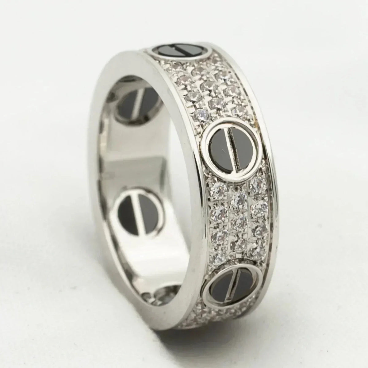 [Solara Jewelry ]LOVE RING 5.5MM DIAMONDS PAVED CERAMIC