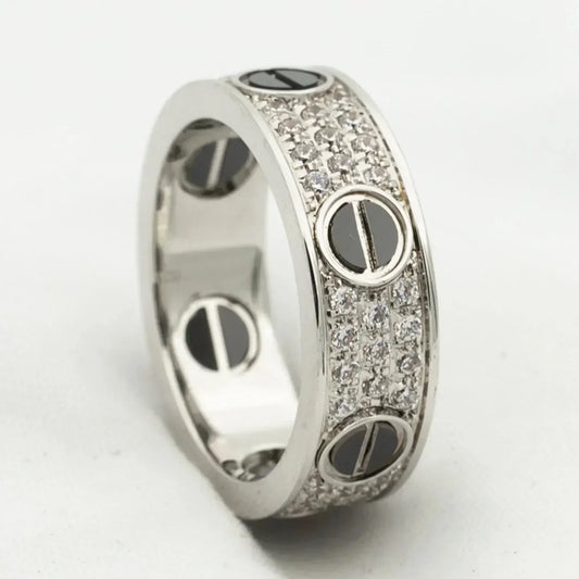 [Solara Jewelry] LIEBESRING 5,5 MM DIAMANTEN GEPFLASTERTE KERAMIK