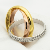 [Solara Jewelry ]TRINITY RING GOLD PINK GOLD SILVER DIAMONDS
