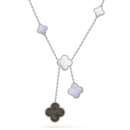 [Solara Jewelry ]クローバーMOPカルセドニーネックレス シルバー 6モチーフ