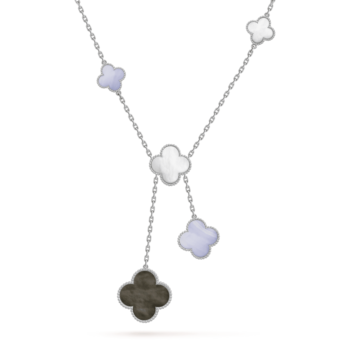[Solara Jewelry ]クローバーMOPカルセドニーネックレス シルバー 6モチーフ