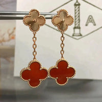 [Solara Jewelry ]CLOVER 2 MOTIF  LASER CARNELIAN EARRINGS