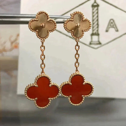 [Solara Jewelry ]CLOVER 2 MOTIV LASER-KARNEOL-OHRRINGE