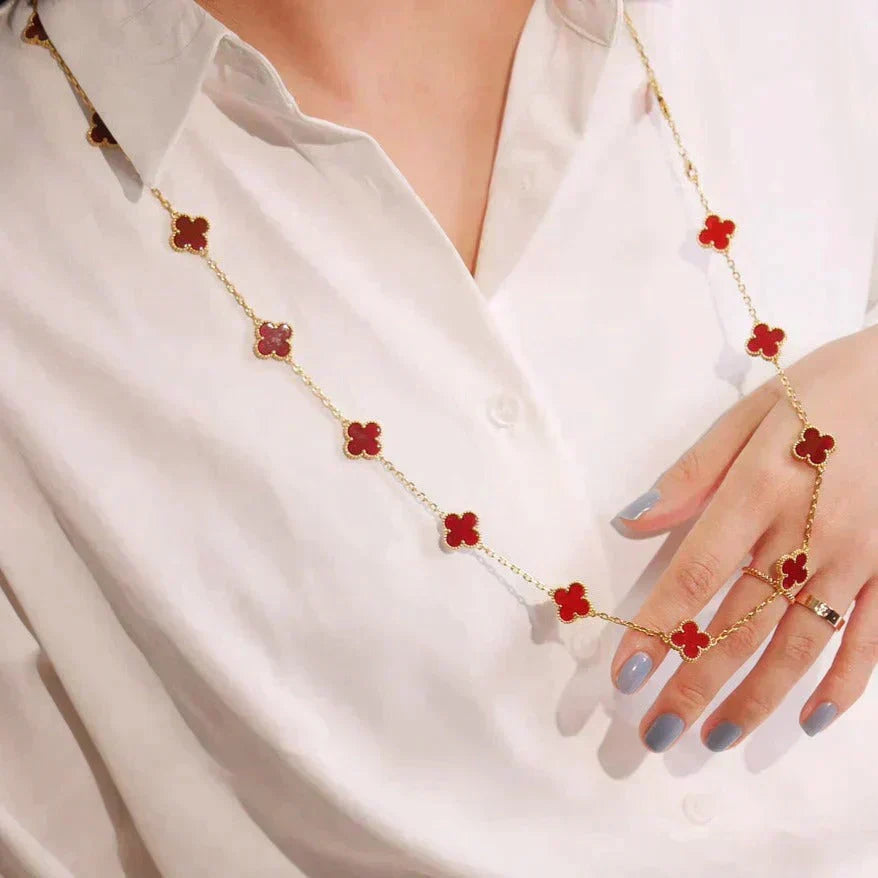 [Solara Jewelry ]CLOVER 20 MOTIFS KARNEOL-HALSKETTE