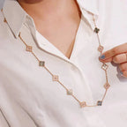 [Solara Jewelry ]KLEEBATT 20 MOTIVE DUNKELES PERLMUTT DIAMANT HALSKETTE