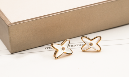 [ソラーラジュエリー]JEUX DE WHITE MOP ROSE GOLD DIAMOND EARRINGS