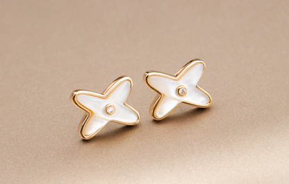 [ソラーラジュエリー]JEUX DE WHITE MOP ROSE GOLD DIAMOND EARRINGS