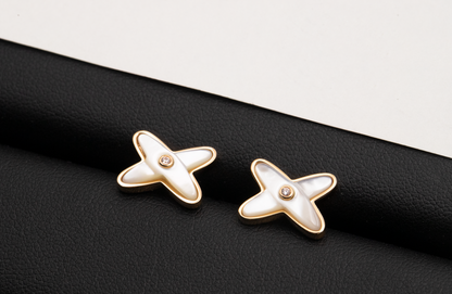[ソラーラジュエリー]JEUX DE WHITE MOP ROSE GOLD DIAMOND EARRINGS