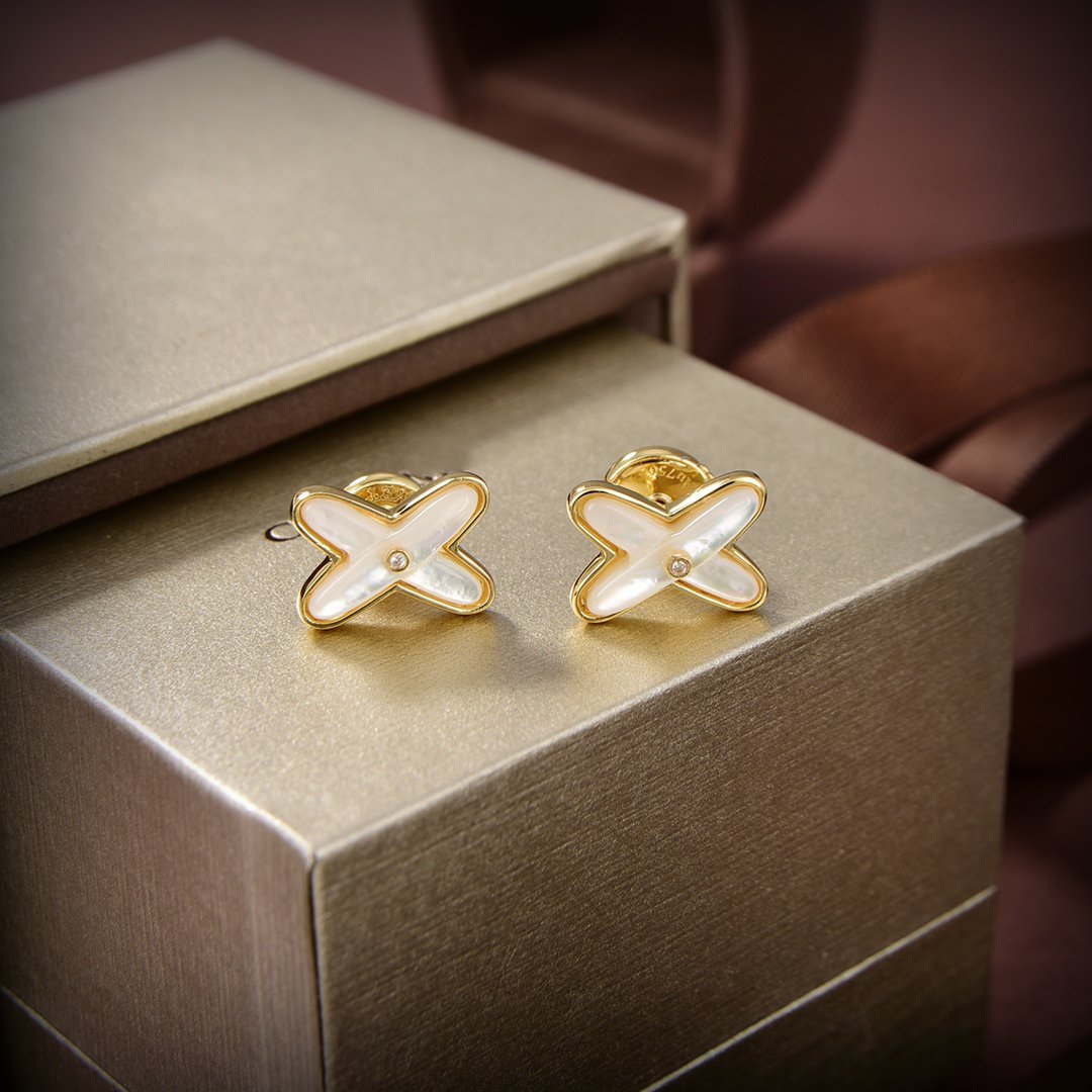 [Solara Jewelry ]JEUX ドロップピアス ホワイトマザーオブパール ゴールド ダイヤモンド