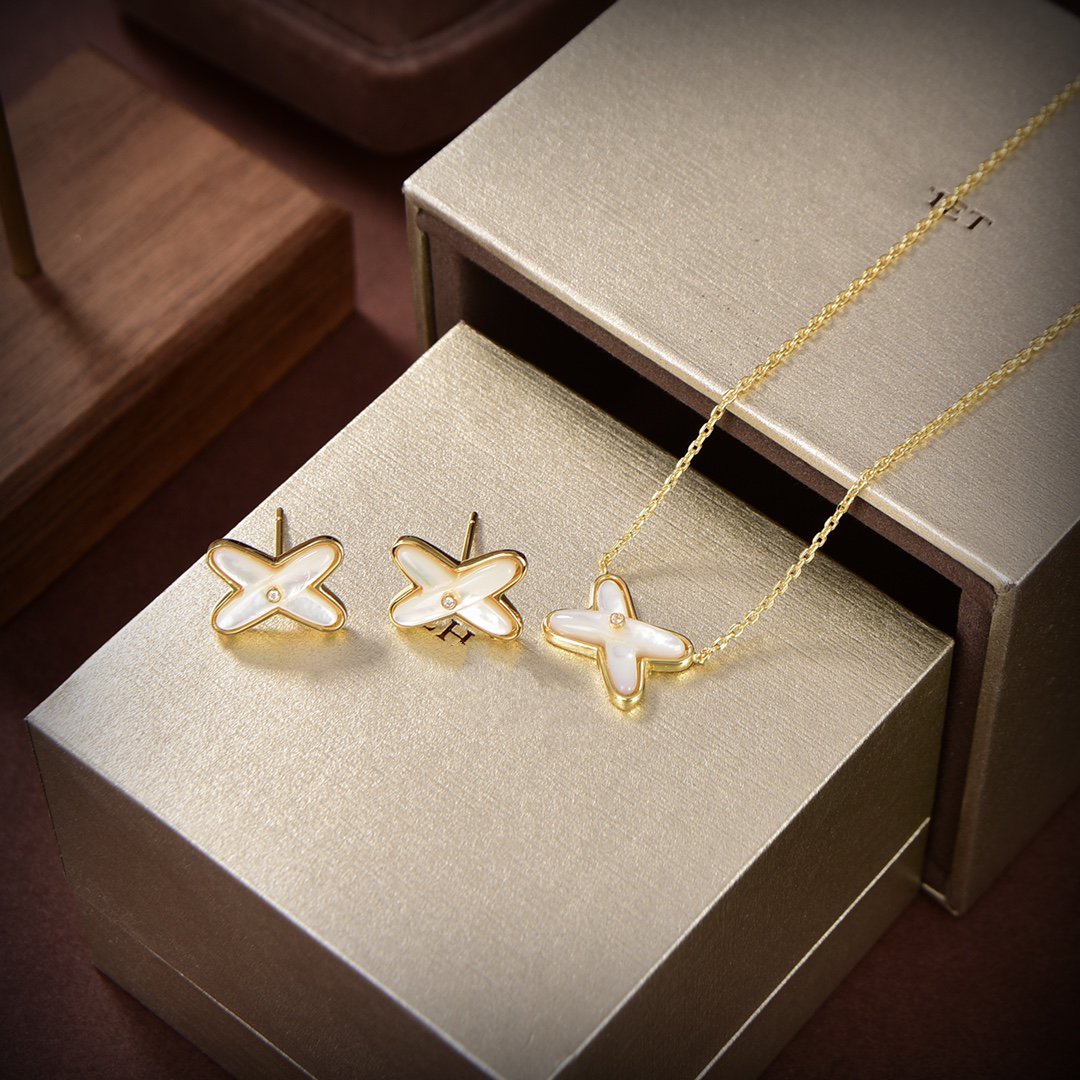[Solara Jewelry ]JEUX ドロップピアス ホワイトマザーオブパール ゴールド ダイヤモンド