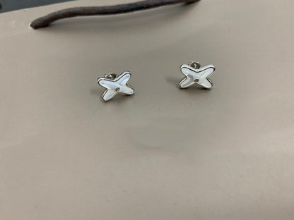 [Solara Jewelry ]JEUX DE WHITE MOP SILVER DIAMOND EARRINGS