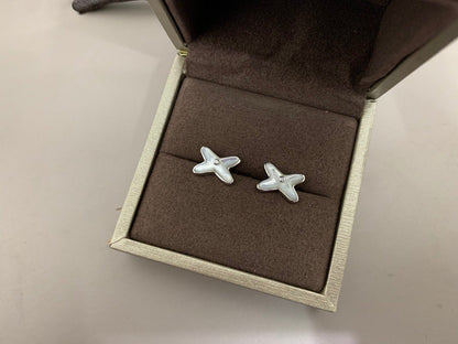 [Solara Jewelry ]JEUX DE WHITE MOP SILVER DIAMOND EARRINGS