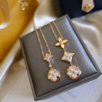 [Solara Jewelry ]COLOR BLOSSOM LARIAT NECKLACE PINK GOLD WHITE MOTHER PEARL AND DIAMOND