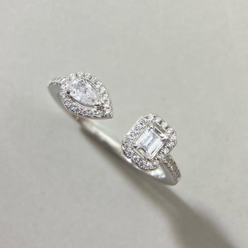 [Solara Schmuck]ZWILLINGS-TOI-ET-MOI-SILBERDIAMANTENRING