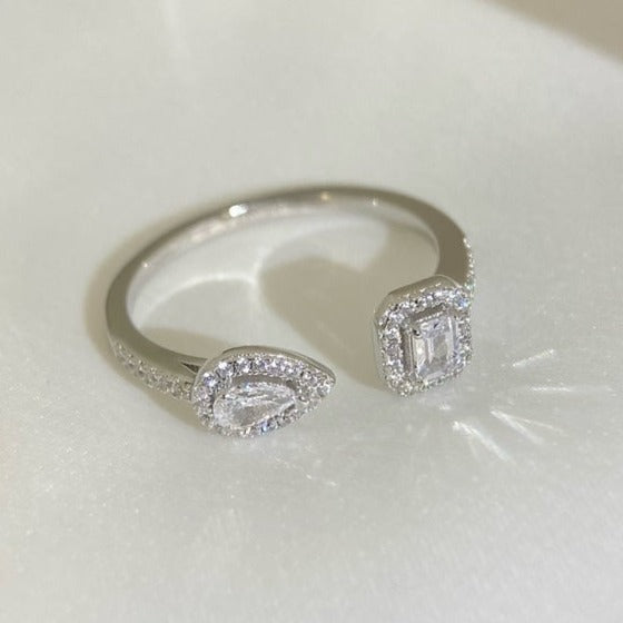 [Solara Schmuck]ZWILLINGS-TOI-ET-MOI-SILBERDIAMANTENRING