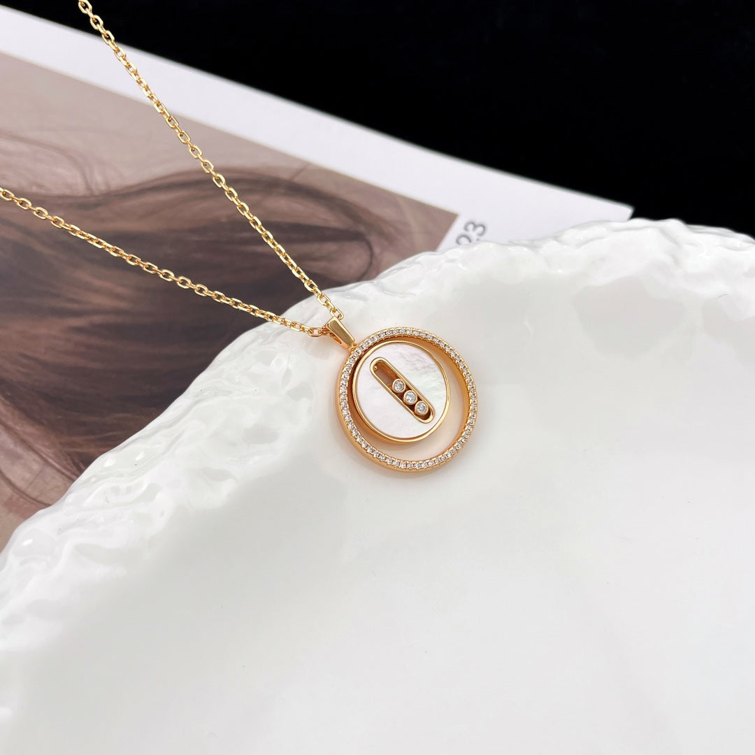 [Solara jewelry]LUCKY MOVE MM WEISSE PERLMUTT DIAMANTENHALSKETTE