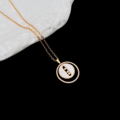 [Solara jewelry]LUCKY MOVE MM WEISSE PERLMUTT DIAMANTENHALSKETTE